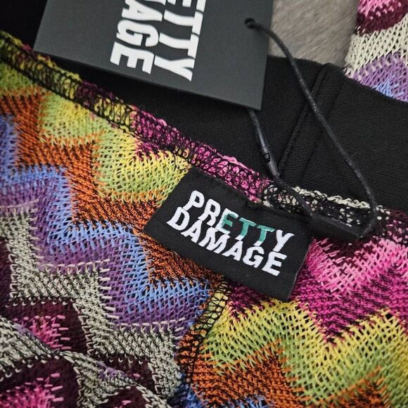 NWT Pretty Damage Chevron Flared Stitch Knit Cover Up Pants - Picture 3 of 7